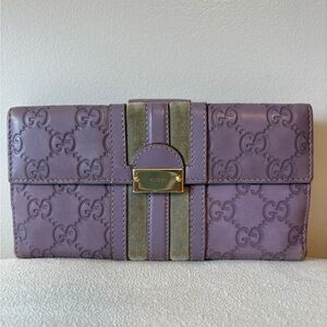 GUCCI Velvet Line Long Wallet - Lavender and grey